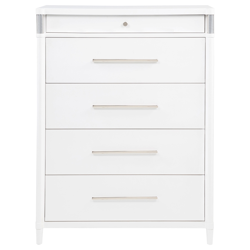 Pemberly Row 5-Drawer Tall Contemporary Bedroom Chest in White