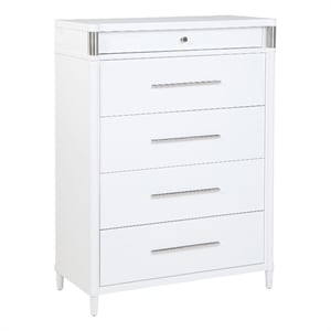Pemberly Row 5-Drawer Tall Contemporary Bedroom Chest in White