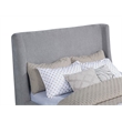 Pemberly Row Upholstered Fabric Queen Wingback Platform Bed in Gray