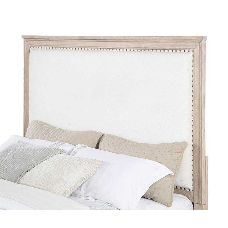 Pemberly Row 4-Piece Coastal Queen Bedroom Set in Washed Oak Brown