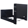 Pemberly Row Fabric Queen Flame Visualizer Wingback TV Bed in Black