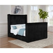 Pemberly Row Upholstered Velvet Queen Wingback TV Bed in Black