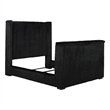Pemberly Row Upholstered Velvet Queen Wingback TV Bed in Black