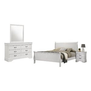 Pemberly Row 4-Piece Queen Sleigh Bedroom Set in White Okume