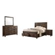 Pemberly Row 4-Piece Queen Storage Bedroom Set in Rustic Golden Brown