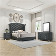 Pemberly Row 4-Piece Queen Tufted Velvet Bedroom Set in Dark Gray