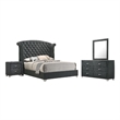 Pemberly Row 4-Piece Queen Tufted Velvet Bedroom Set in Dark Gray