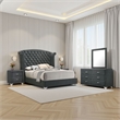 Pemberly Row 4-Piece King Tufted Velvet Bedroom Set in Dark Gray