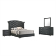 Pemberly Row 4-Piece King Tufted Velvet Bedroom Set in Dark Gray