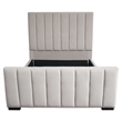 Pemberly Row Queen Bed with Vertical Channel Tufting in Light Gray Velvet