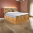 Pemberly Row King Storage Bed with Bookcase Headboard in Light Brown