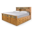 Pemberly Row King Storage Bed with Bookcase Headboard in Light Brown