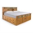Pemberly Row King Storage Bed with Bookcase Headboard in Light Brown