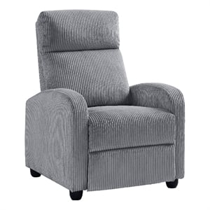 Pemberly Row Manual Push Back Reclining Chair in Dark Gray Corduroy