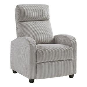 Pemberly Row Manual Push Back Reclining Chair in Light Gray Corduroy