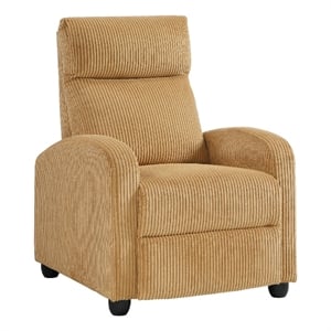 Pemberly Row Manual Push Back Reclining Chair in Yellow Corduroy