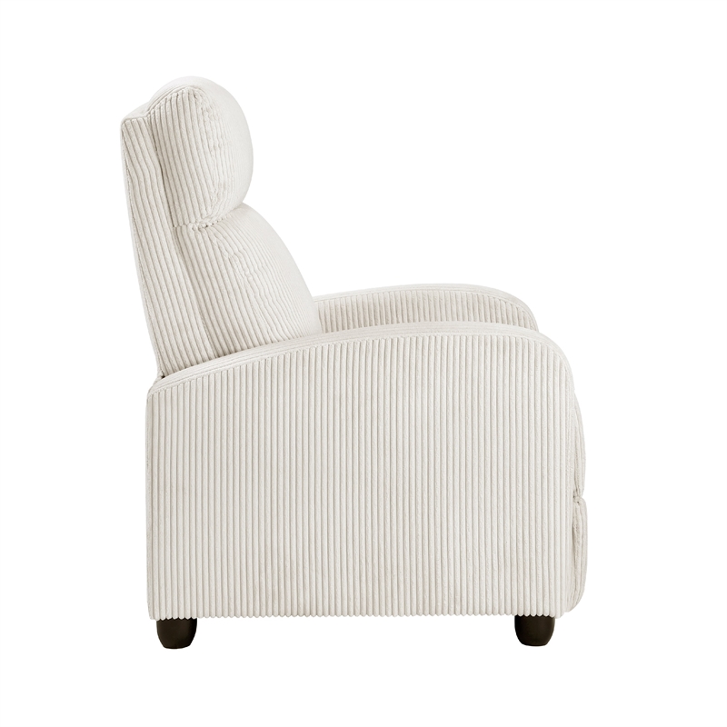 Pemberly Row Manual Push Back Reclining Chair in Beige Corduroy