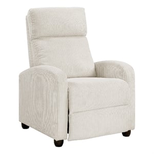 Pemberly Row Manual Push Back Reclining Chair in Beige Corduroy