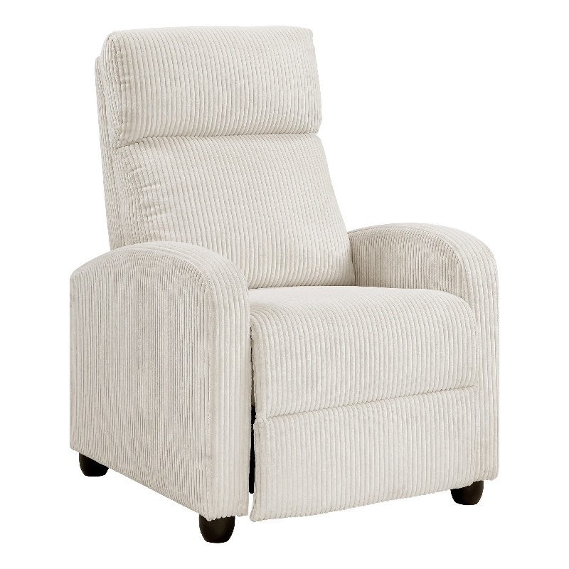 Pemberly Row Manual Push Back Reclining Chair in Beige Corduroy