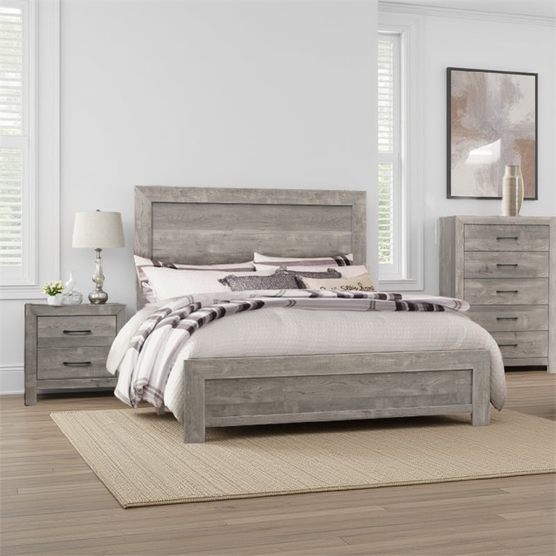 Pemberly Row 3-Piece Farmhouse Full Bedroom Set in Gray and Black