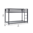 Pemberly Row 78 Inch Twin Bunk Bed with Mounted Ladder in Black