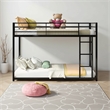 Pemberly Row 78 Inch Twin Bunk Bed with Mounted Ladder in Black