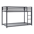 Pemberly Row 78 Inch Twin Bunk Bed with Mounted Ladder in Black
