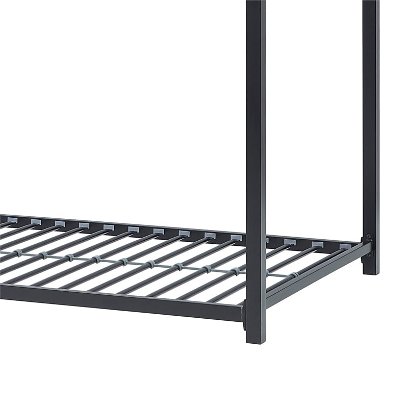 Pemberly Row 78 Inch Twin Bunk Bed with Mounted Ladder in Black