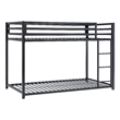 Pemberly Row 78 Inch Twin Bunk Bed with Mounted Ladder in Black