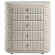 Pemberly Row 5-Drawer Tall Boucle Bedroom Chest in Ivory White