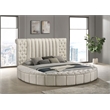 Pemberly Row Upholstered Eastern King Round Storage Bed in Ivory