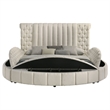 Pemberly Row Upholstered Eastern King Round Storage Bed in Ivory