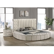 Pemberly Row Upholstered Eastern King Round Storage Bed in Ivory
