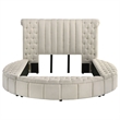 Pemberly Row Upholstered Queen Round Storage Bed in Ivory Boucle