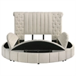 Pemberly Row Upholstered Queen Round Storage Bed in Ivory Boucle