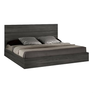 Pemberly Row King Bed with Tall Panel Headboard in Gray Elm Veneer