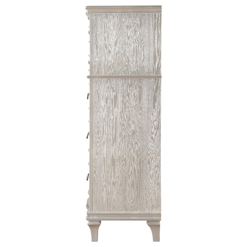 Pemberly Row 6-Drawer Curved Front Bedroom Chest in Silver Oak