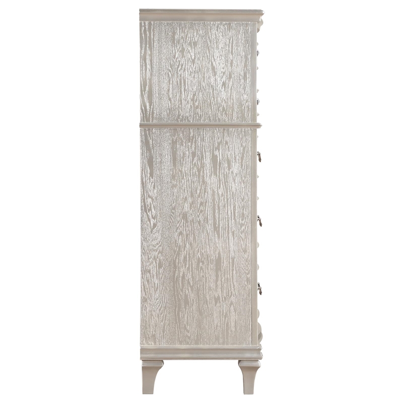 Pemberly Row 6-Drawer Curved Front Bedroom Chest in Silver Oak