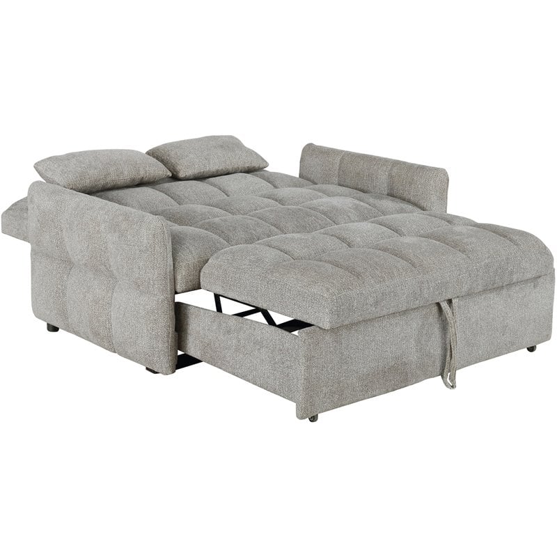 Pemberly Row Convertible Sleeper Sofa Bed in Light Gray Chenille