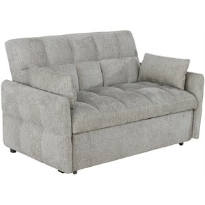 Pemberly Row Convertible Sleeper Sofa Bed in Light Gray Chenille