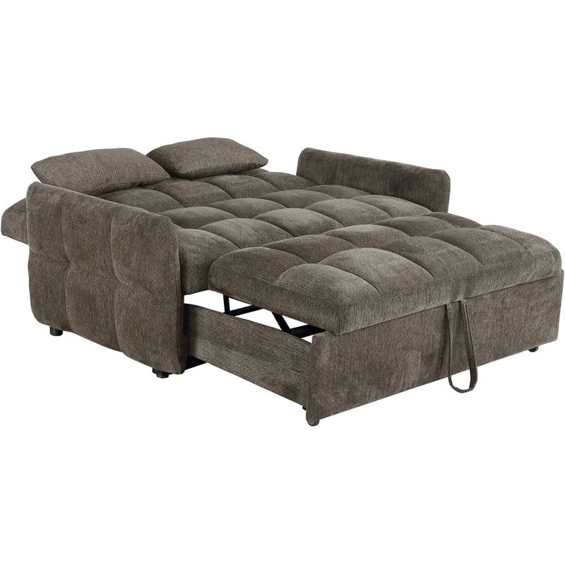 Pemberly Row Convertible Sleeper Sofa Bed in Dark Gray Chenille
