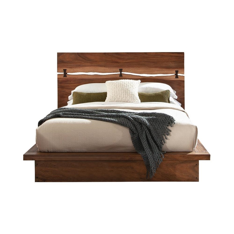 Pemberly Row California King Bed with Split Headboard in Smokey Walnut