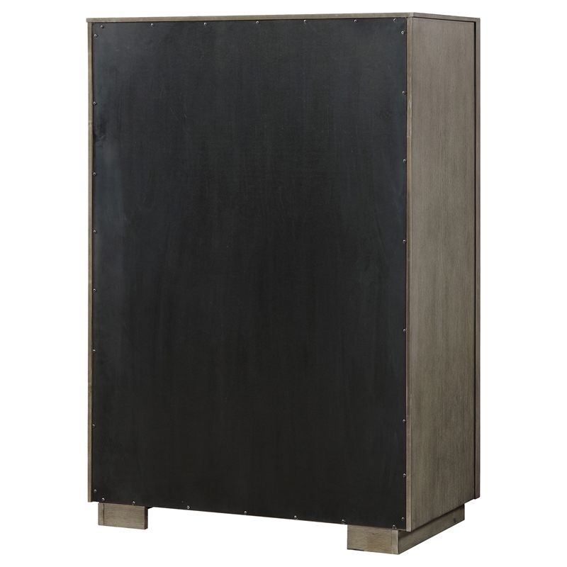 Pemberly Row Transitional 5-Drawer Bedroom Chest in Taupe Oak