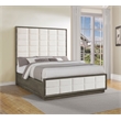 Pemberly Row 80 Inch California King Upholstered Panel Bed in Taupe Oak