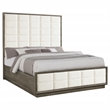 Pemberly Row 80 Inch California King Upholstered Panel Bed in Taupe Oak