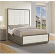 Pemberly Row 80 Inch Queen Upholstered Panel Bed in Taupe Oak