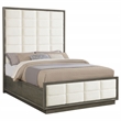 Pemberly Row 80 Inch Queen Upholstered Panel Bed in Taupe Oak