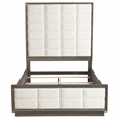 Pemberly Row 80 Inch Queen Upholstered Panel Bed in Taupe Oak