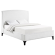Pemberly Row Upholstered Curved Queen Wingback Bed in Snow Boucle