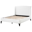 Pemberly Row Upholstered Curved Queen Wingback Bed in Snow Boucle